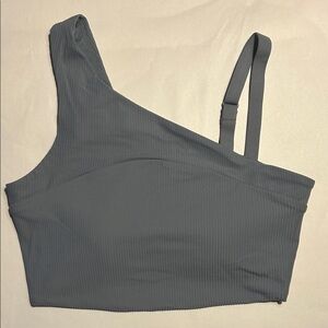 Avia Dark Green One-Shoulder Ribbed Top